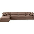 thumbnail image 3 of Meridian Furniture Indulge 140" Faux Leather L-Shaped Modular Sectional in Brown, 3 of 9
