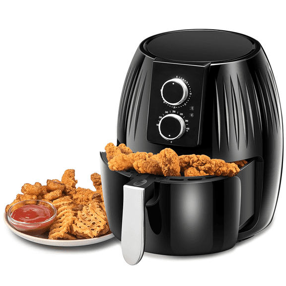 WAHAHA Air Fryer 1300W, 5.3Qt Non-Stick Dishwasher-safe Basket, Power-off Memory Function, Free New Exchange Guarantee, Black