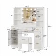 thumbnail image 2 of 56in Makeup Vanity Desk with Stool&Mirror and LED Lights,Modern Dressing Table with Drawers & Adjustable Shelves, Makeup Table Set with Power Outlet,Vanity Desk and Stool Set for Bedroom ﻿, 2 of 9