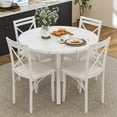 thumbnail image 2 of VECELO 5-Piece Dining Table Set, Modern Faux Marble Table and 4 Upholstered Chairs Set for 4, Round Dining Room Table Set for Small Space, Breakfast Nook, Apartment, White, 2 of 12