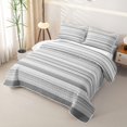 thumbnail image 3 of Castle Fairy Geometric Horizontal Stripe Bed Spread Queen 3pcs,Mid Century Thin Line Queen Coverlet Set,Gray Silver White,1 Quilt and 2 Pillowcases, 3 of 7