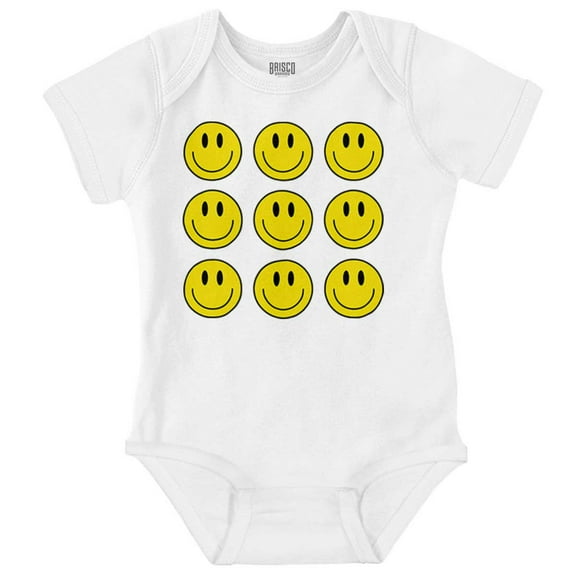 Positive Happy Faces Smile Emoticons Romper Boys or Girls Infant Baby Brisco Brands NB
