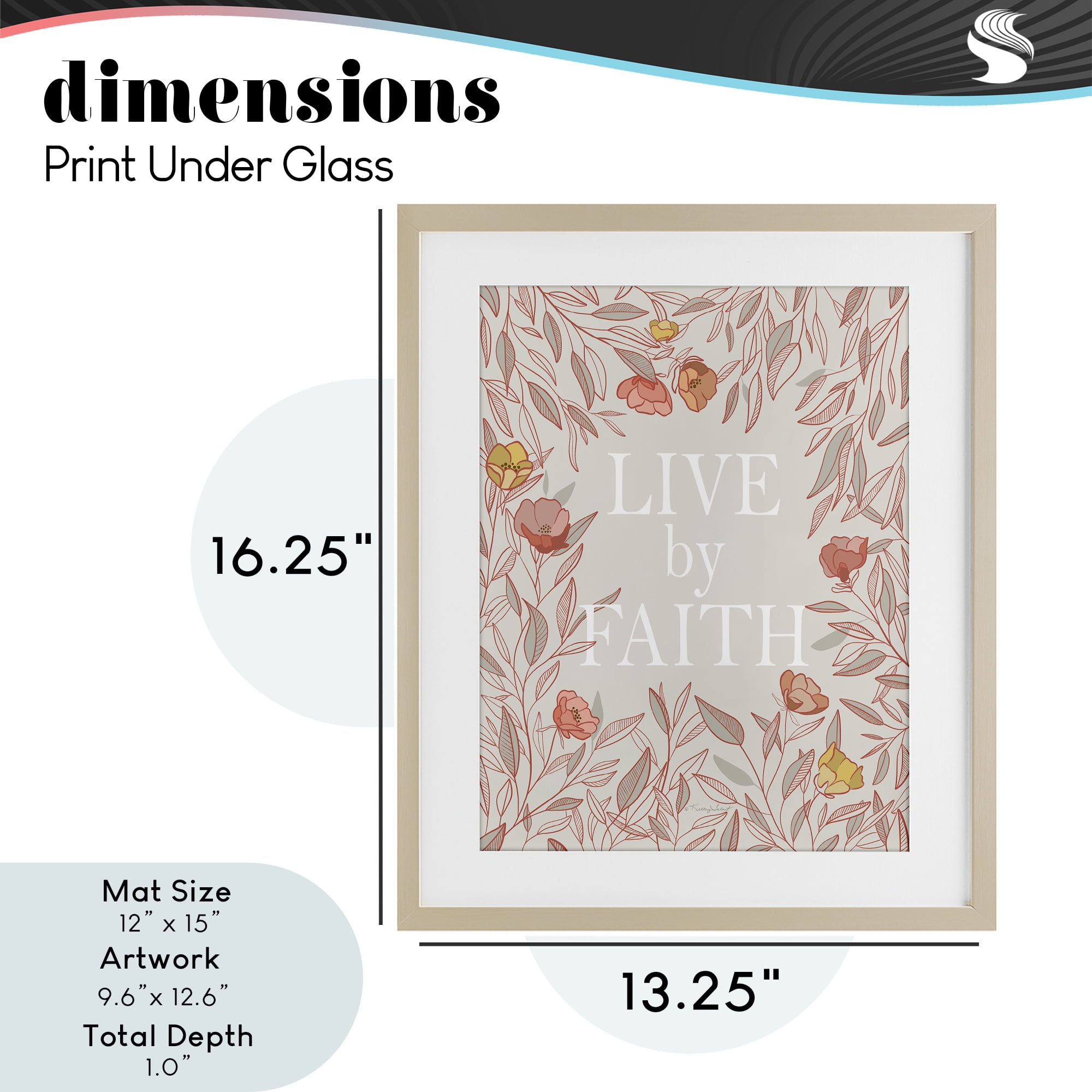 Live By Faith Rosy Florals Birch Framed Print Under Glass, design by Kelley Talent