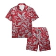 thumbnail image 5 of longantii Mens Outfits Casual Collared Button Down Floral Print Short Sleeve Shirts & Shorts Summer Hawaiian Vacation Sets with Pockets Red M, 5 of 6