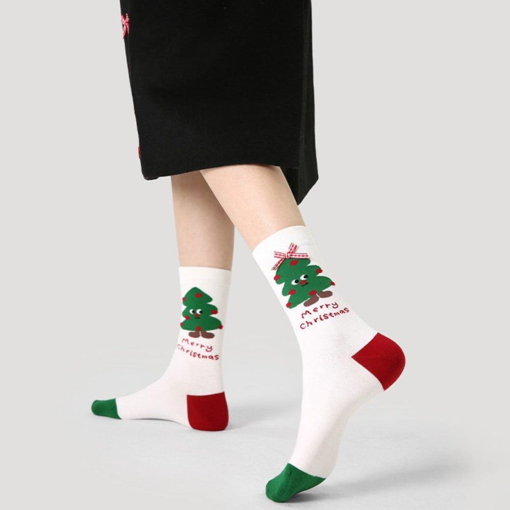 Christmas Stocking for Women Autumn/Winter Mid-Calf Socks Cute Homewear Warm Long Socks Holiday Gift with Festive Designs.