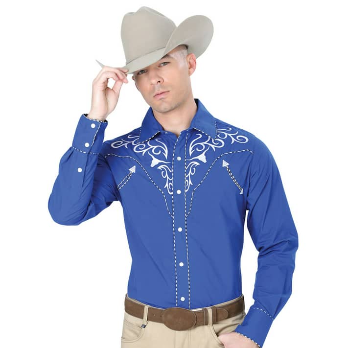 Men's Shirt Embroidered Western Cowboys El General. Camisa Vaquera de  Hombre 