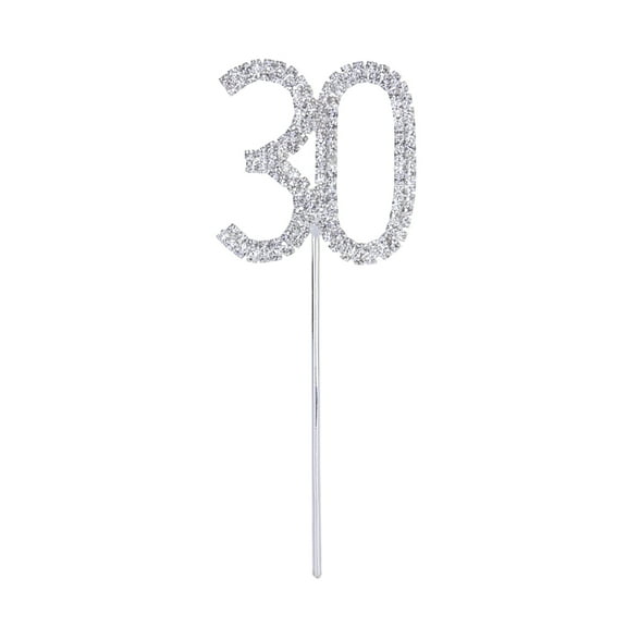 Raindrops Elegant Alloy and Rhinestone 30Th Birthday Cake Toppers for Wedding Anniversaries