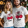 thumbnail image 3 of Camisetas informales de manga corta con estampado de cerezas para hombre, para el Día de San Valentín, 3 of 8