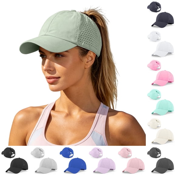 Womens Ponytail Baseball Cap Adjustable High Messy Bun Ponycap Quick Drying Trucker Hats