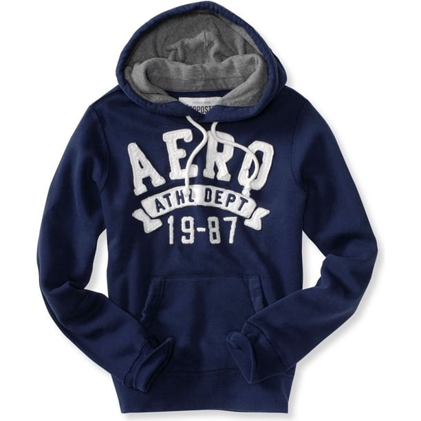 Aeropostale - Sudadera con capucha para hombre Aero Athl Dept 19-87, azul, grande