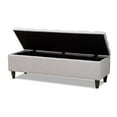thumbnail image 2 of Brette Mid-Century Modern Grayish Beige Fabric Upholstered Wood Storage Bench Ottoman, 2 of 5