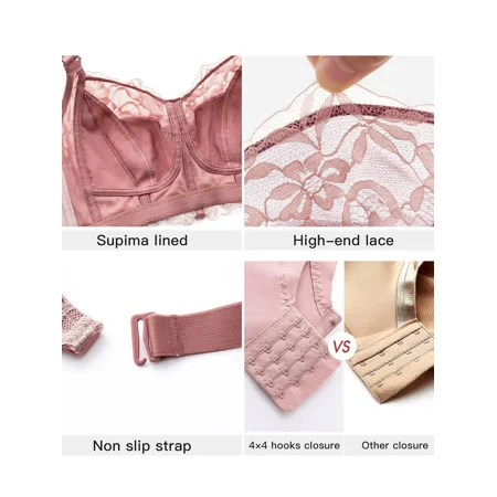 

Cute Wireless Lace Cami Bra Semi-Sheer Midline Bra Women‘s Lingerie & Underwear