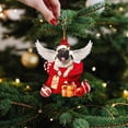 thumbnail image 2 of BNNG French Christmas Pug Ornament - Acrylic Hanging Tree Decoration for Dog Lovers, Cute Gift for Women and Mom, Unique Pug Themed Holiday Home Accent, 2 of 6