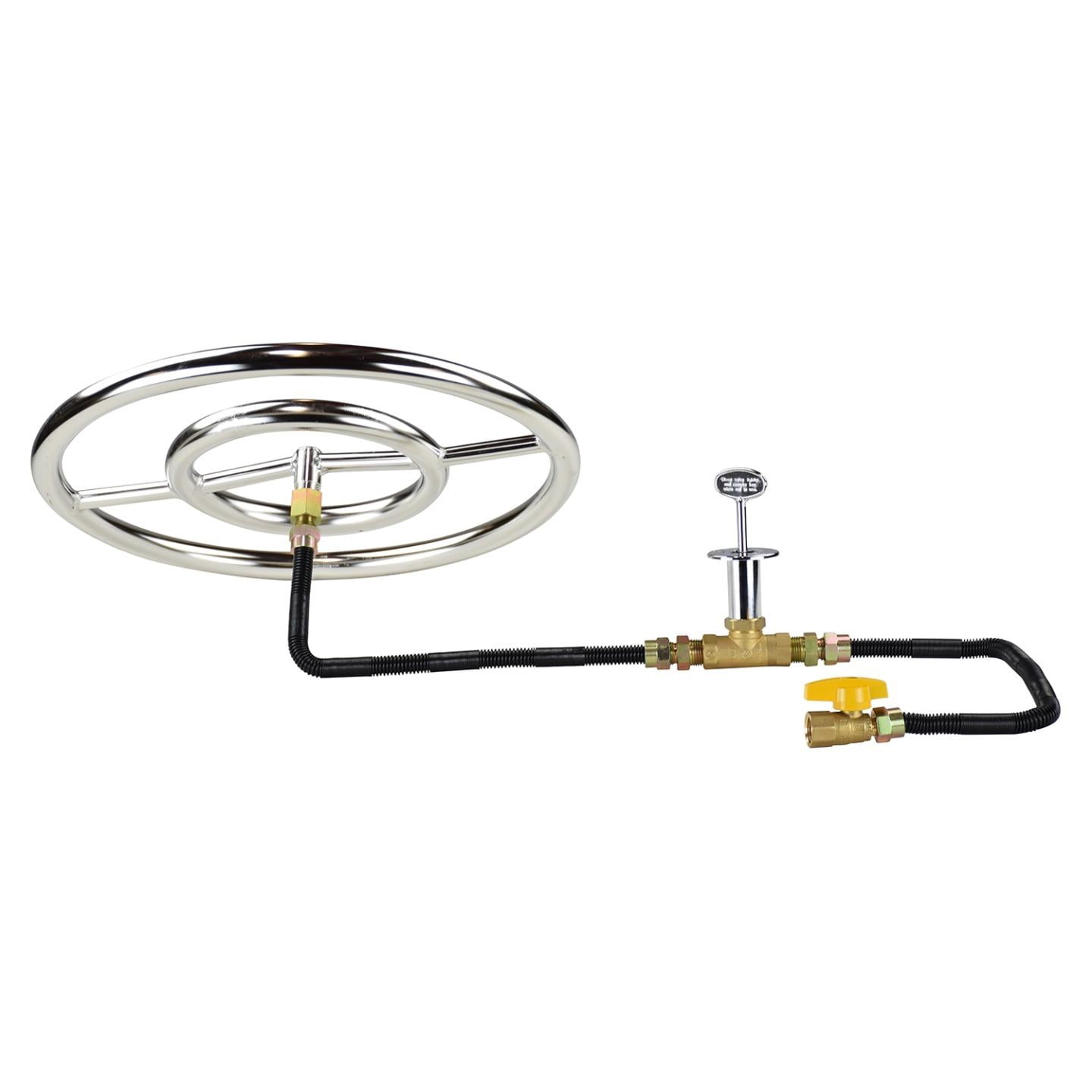 24" Stainless Steel Fire Pit Burner Ring with Deluxe Connection Kit NG Natural Gas