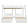 thumbnail image 6 of Newest Full Over Twin & Twin Bunk Bed, Wood Triple Bunk Bed with Drawers , Guardrails, White, 6 of 9