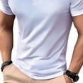thumbnail image 5 of FRSASU Mens Polo Shirt Casual Henley Band Collar Short Sleeve Summer Button Collar Knitted Golf Polo Shirts White, 5 of 6