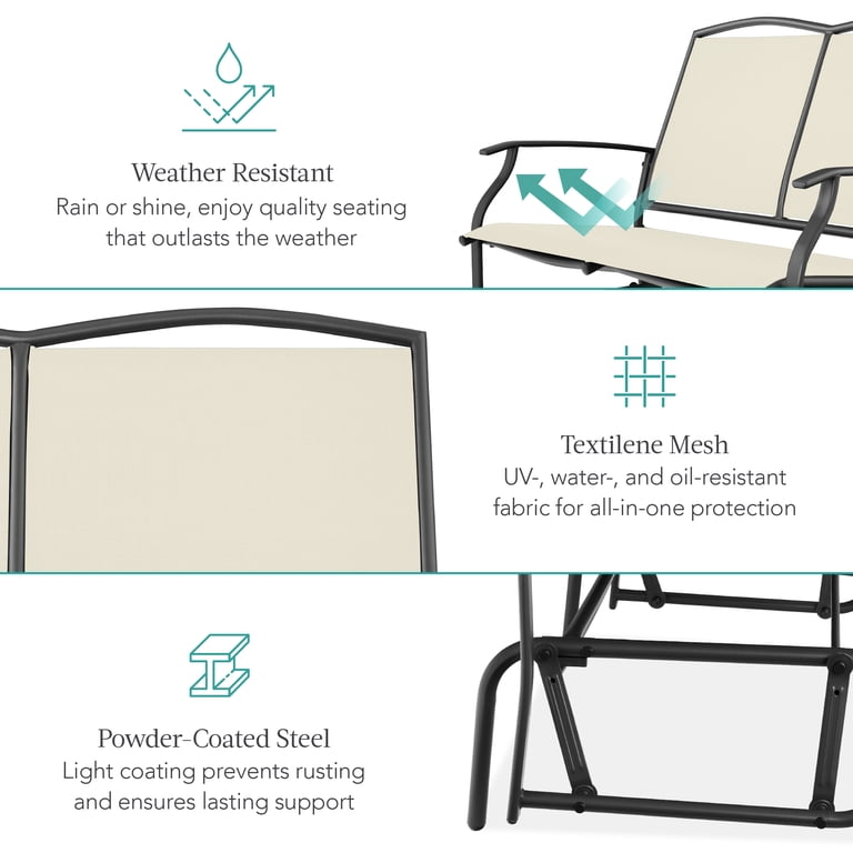 Best Choice Products 2-Person Swing Glider, Steel Loveseat photo 3