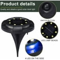 thumbnail image 4 of 4 pcs Solar Ground Lights, 8 LED Disk Lights Solar Powered Waterproof In-Ground Lights For Garden, Lawn, Pathway, Yard (Warm+Blue), 4 of 8
