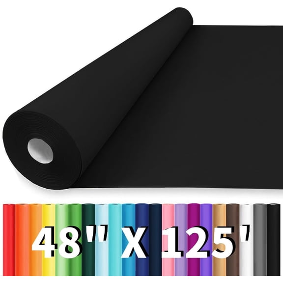 48"x1500"(125') Black Wrapping Paper, Birthday Wrapping Paper, Solid Color Art Kraft Craft Paper for Gift Wrapping, Birthday, Bouquet Flower Crafts Packing Poster Bulletin Board Paper