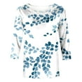 thumbnail image 5 of BLTIBY 3/4 Sleeve Top for Women Printed Round Neck Casual Loose Shirts Comfortable Fashion Pullover Blouse White XL, 5 of 5