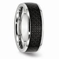 thumbnail image 4 of White Cobalt Ring Band Wedding Black Carbon Fiber Inlay 8mm Polished, 4 of 6