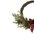 thumbnail image 5 of Northlight Icy Winter Foliage and Plaid Bow Artificial Christmas Twig Wreath, 23 inch, Unlit, 5 of 6
