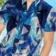 thumbnail image 2 of Camisa de manga corta con botones y solapa con patrón de rombos, blusa de moda para verano M, 2 of 5
