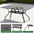 thumbnail image 5 of SOLAURA 7 Piece Outdoor Patio Dining Set, Metal Furniture Set Rectangular Dining Table with Umbrella Holes & 6 Stackable Backyard Garden Chairs, 5 of 9