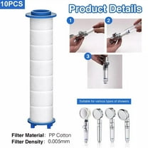 10-Pcs Shower Head Replacement Cartridge Pp Cotton Shower Filter Replacement Effective Filtration Versatile Applications Smile Home