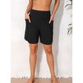 thumbnail image 3 of Sociala Womens Solid Swim Boardshorts High Waisted Sporty Swimsuit Bottoms with Pockets, 3 of 7