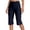 Navy, variant on FYEGRE Women's Bermuda Long Shorts 14" Knee Length Capris Pants High Waisted Athletic Shorts with Pockets Green XXL