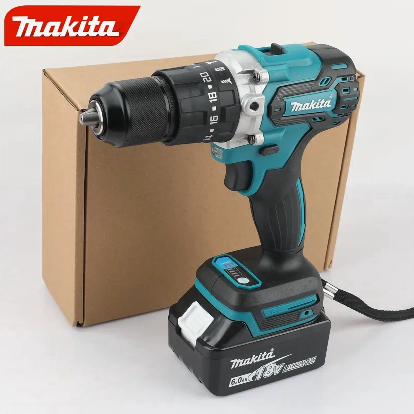 Makita DDF487 13mm red and black brushless household 18V lithium-ion charging impact drill, high torque electric screwdriver