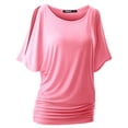 thumbnail image 2 of Doublju Womens Short Sleeve Dolman Drape Loose Fit Tunic Top(Plus Size Available), 2 of 5