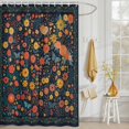 thumbnail image 3 of Shower Curtain Vintage Floral Leaf Shower Curtains for Bathroom Decor, Waterproof Polyester Shower Curtain Set with Hooks, Small Stall Size 36" x 72" Watercolor Wildflower Black, 3 of 9