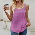 thumbnail image 4 of BLVB Womens Tank Tops Scoop Neck Loose Fitting Sleeveless Striped Tshirts Summer Flowy Curved Hem Tunic Tops, 4 of 7