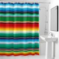 thumbnail image 2 of Colorful Stripes Shower Curtain, Modern Abstract Blue Green Red Yellow Mexican Stripes Waterproof Shower Curtain Set with 12 Hooks Lightweight Bath Curtains Fabric Bathroom Decor 72x84 Inches, 2 of 9