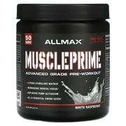 ALLMAX MUSCLEPRIME, White Raspberry - 266 g - Advanced Grade Pre-Workout - Boosts Energy & Focus with 9 Essential Amino Acids - Zero Sugar - 50 Servings