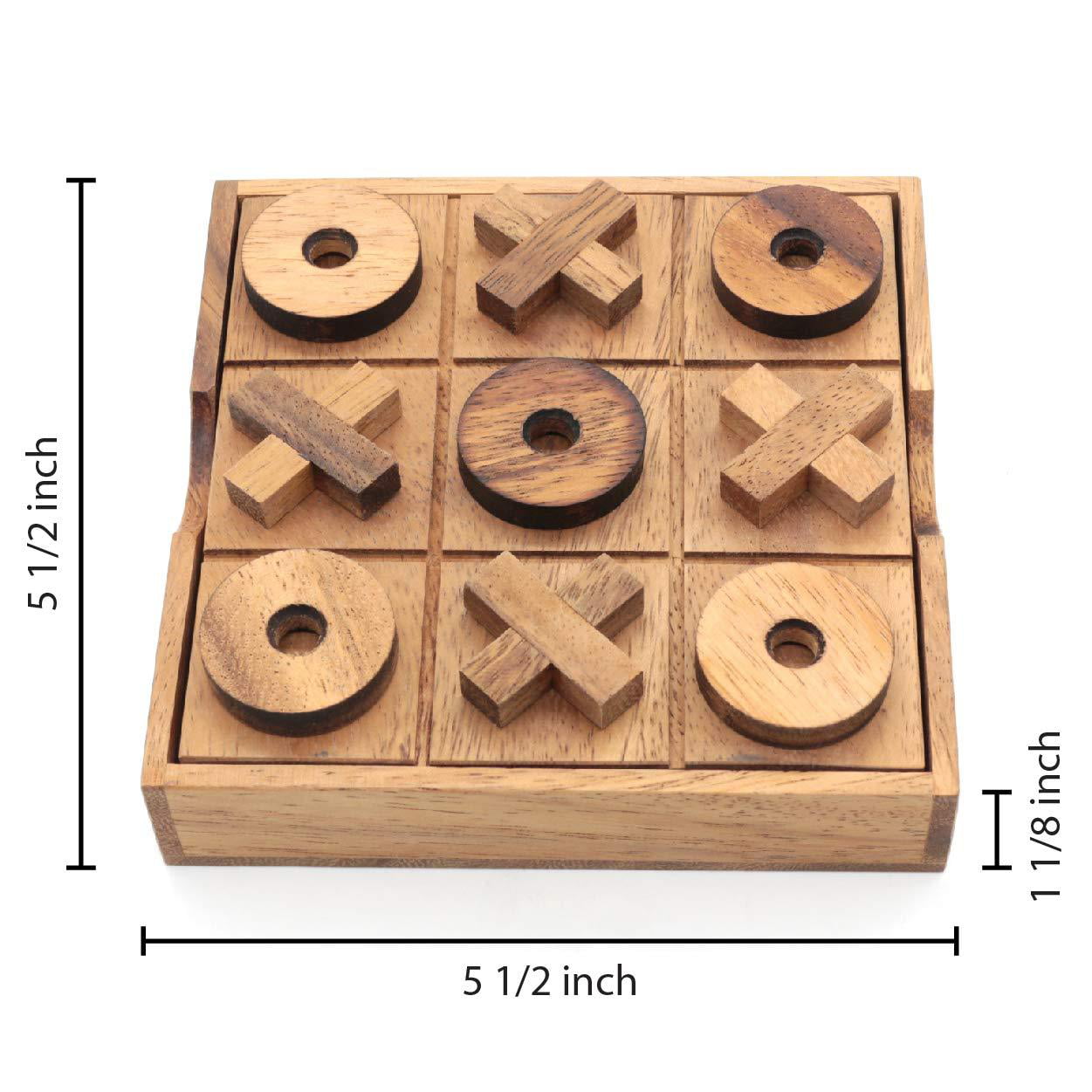 BSIRI Tic Tac Toe for Kids and Adults Coffee Table Living Room Decor and Desk Decor Family Games Night Classic Board Games Wood Rustic for Families Size 4 Inch 
