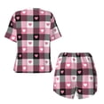 thumbnail image 5 of Kdxio Heart Plaid Print Pajamas Sets for Women Short-Sleeved Pjs with Lounge Shorts Two Piece Sleepwear S-4XL, 5 of 9
