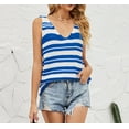 thumbnail image 2 of Summer Tops for Women 2024 Women's Stripe Blouse Fashion Knit Slim V-Neck Tank Top Gift for Women, 2 of 7