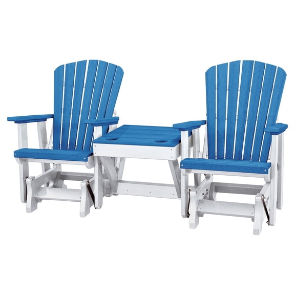 OS Home & Office Double Glider w/ Center Table, Blue & White