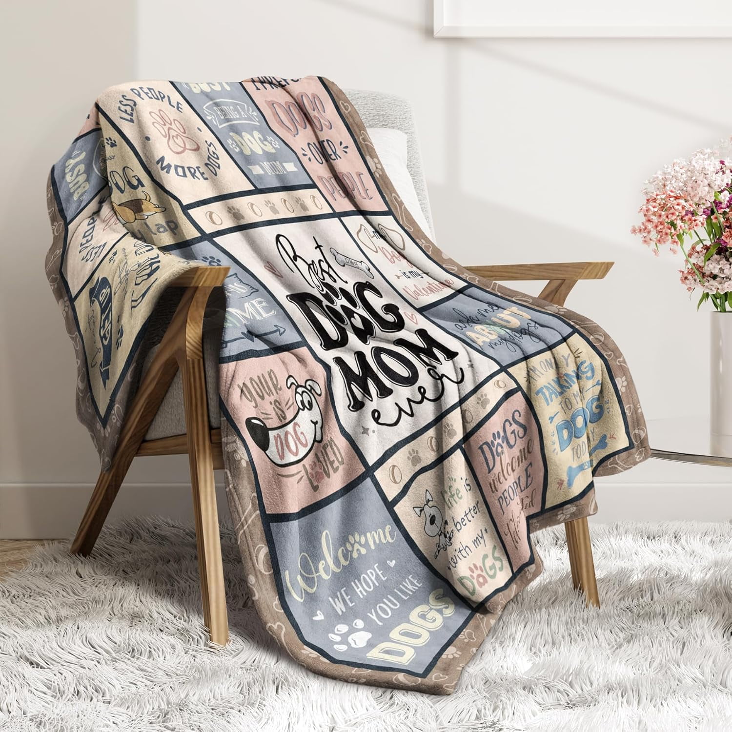 Mothers Day Dog Mom Gifts for Women – Best Ever Blanket for Pet Lovers, Funny Canine-Inspired Throw for Women, Cozy Present for Dog Owners on Birthday, Christmas, or Mother’s Day 60" x 50"