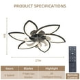 thumbnail image 5 of Ganeed 30.7'' Bladeless Ceiling Fan with Lights Remote Control, Modern Low Profile Ceiling Fans with Lights, Dimmable 3 Color 6 Speeds Flush Mount LED Ceiling Fan for Bedroom, Living Room - Black, 5 of 8