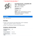 thumbnail image 2 of Front Brake Pad Set - Compatible with 2013 - 2016 Scion FR-S 2014 2015, 2 of 2