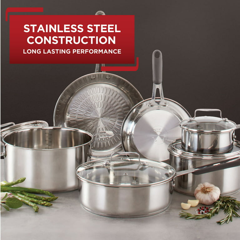 Cook N Home 12-Piece Stainless Steel Cookware Set, Silver
