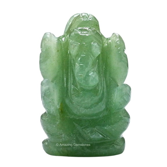 Green Aventurine Light Crystal Ganesha Idol