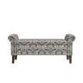thumbnail image 2 of Homesvale Wallen 56.5"W x 24.5" H Storage Bench Ottoman with Rolled Arms for Living Room, Bedroom, Entryway, Amber & Brown Damask Pattern, 2 of 8