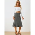 thumbnail image 2 of Falda vaquera casual de cintura alta con volantes y cola de pez para mujer Gris Negro XS, 2 of 6