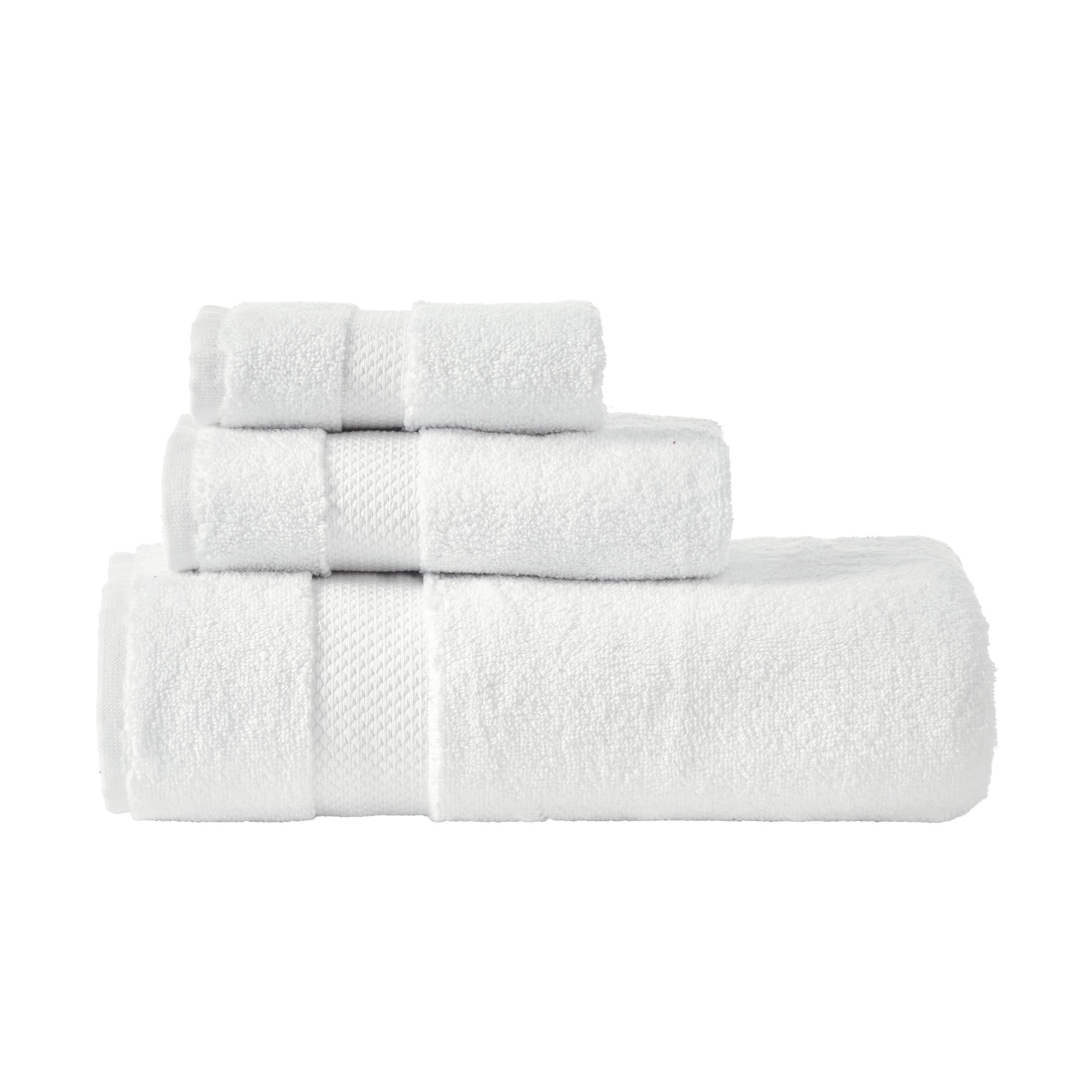Better Trends 3 PC Bathroom Towel Set - 100% Cotton, Ultra Soft and Highly Absorbent, 1 PC Washcloth, 1 PC Hand Towel, 1 PC Bath Towel, White