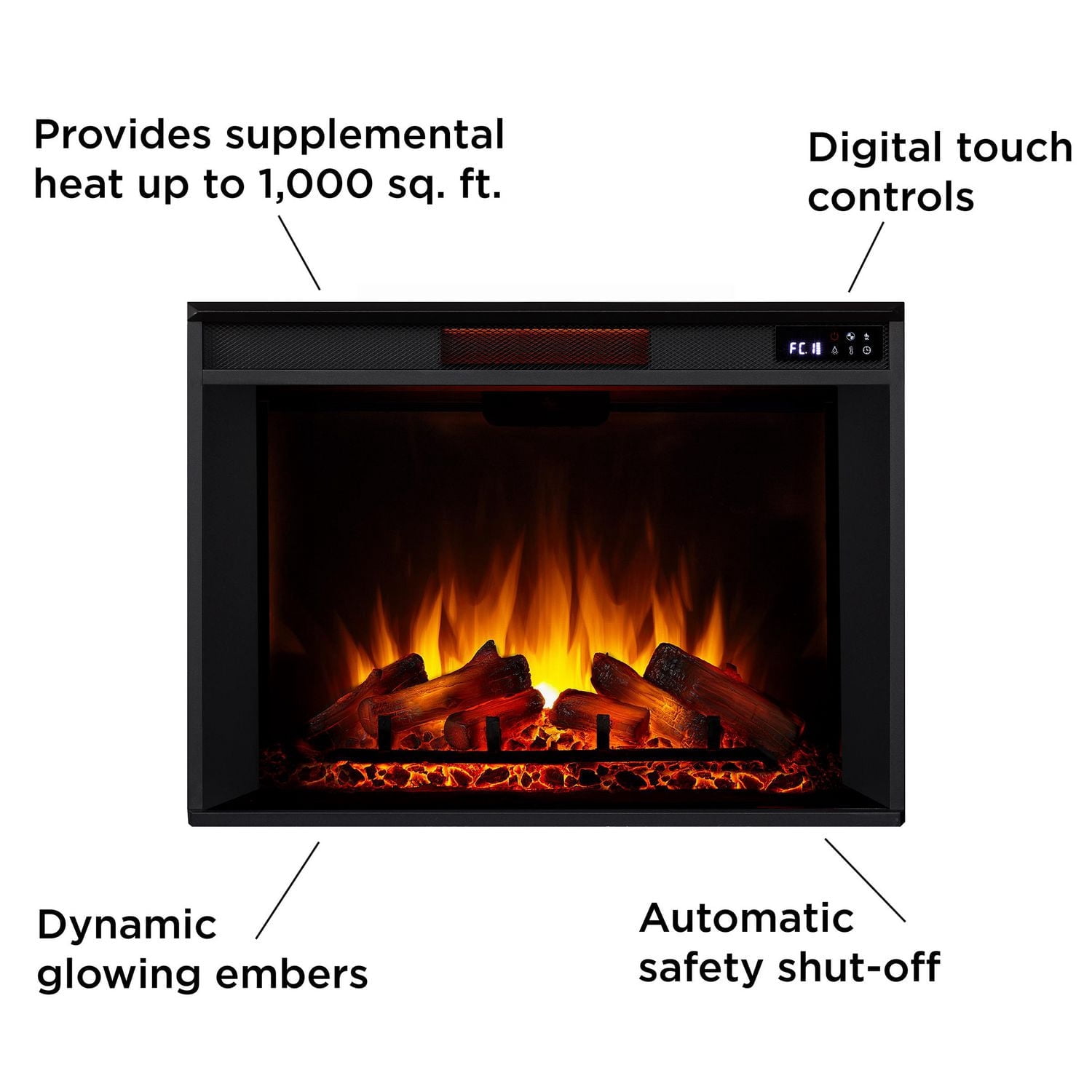 Emerson Grand Electric Fireplace in Rustic White